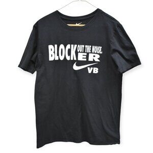 Nike Shirt S Womens Athletic Cut Block Out the Noise Crew Neck Short Sleeve